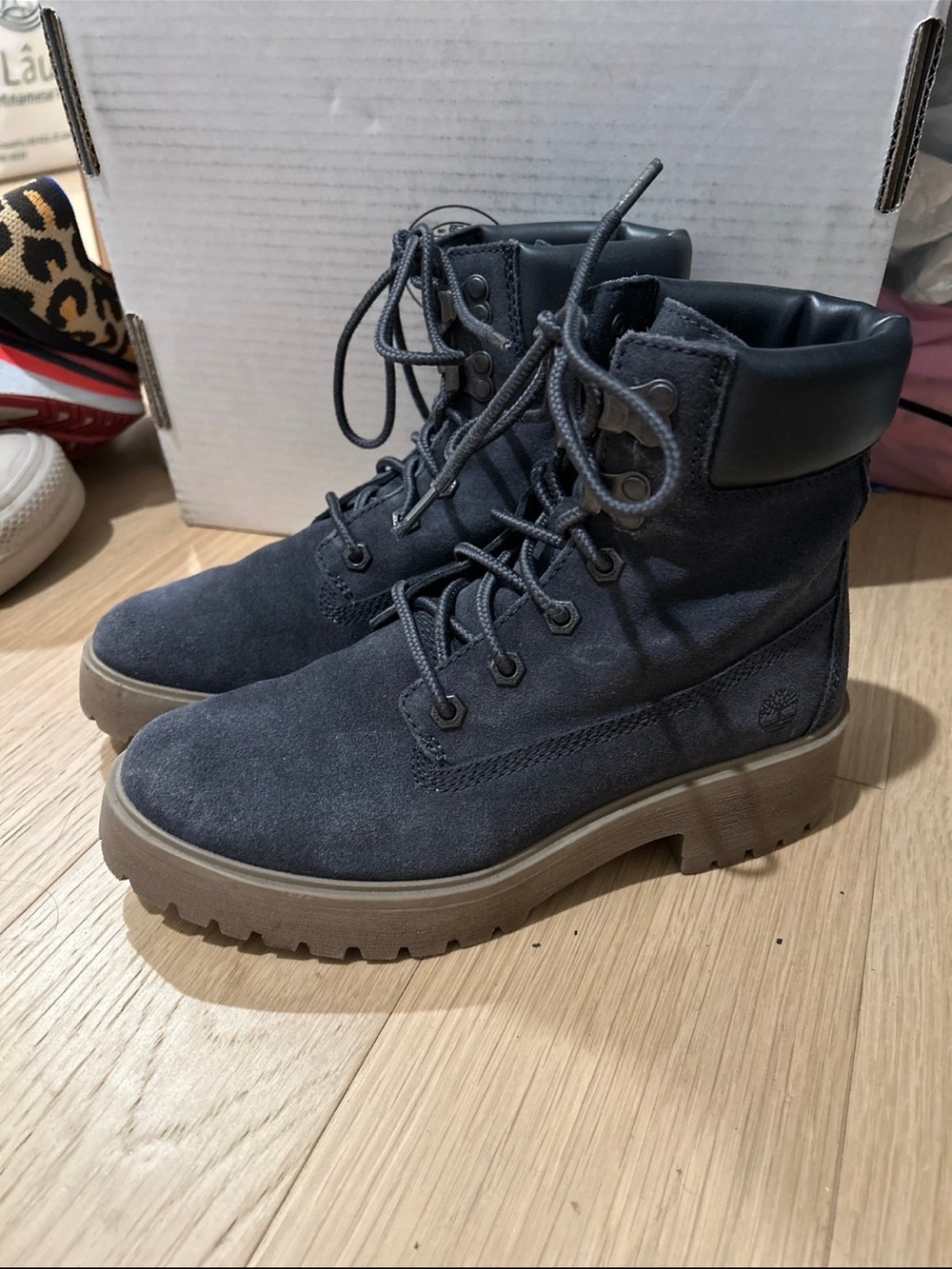 Timberland Women's Navy Suede Lace-Up Hiking Boots